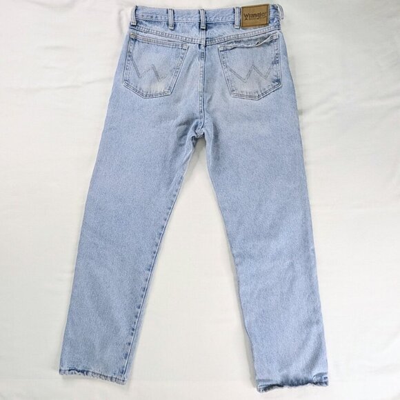 VTG Wrangler Light Wash Denim Distressed Straight Leg Faded Jeans - Picture 3 of 11